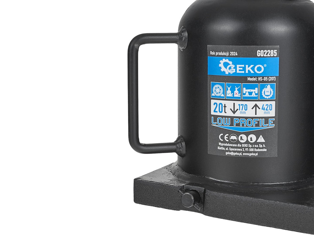 Double-Ram Welded Bottle Jack, Low Profile, 20T