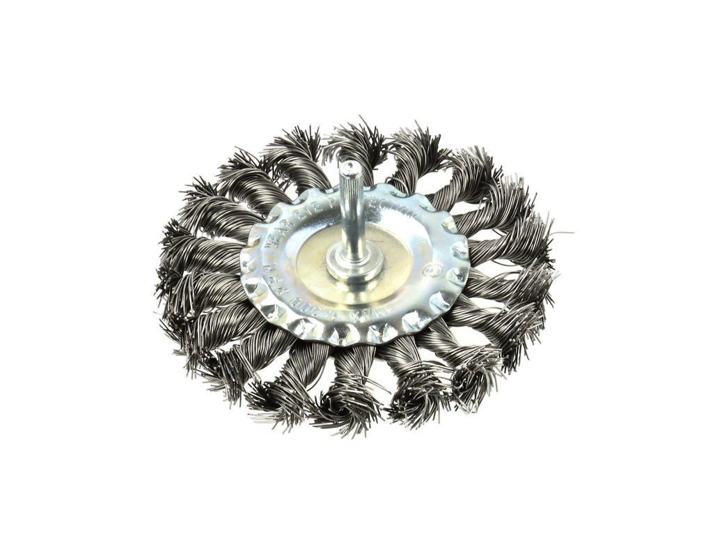 Bevel Twisted-Knot Steel Wire Brush 100 mm for Drills, 6 mm Spindle