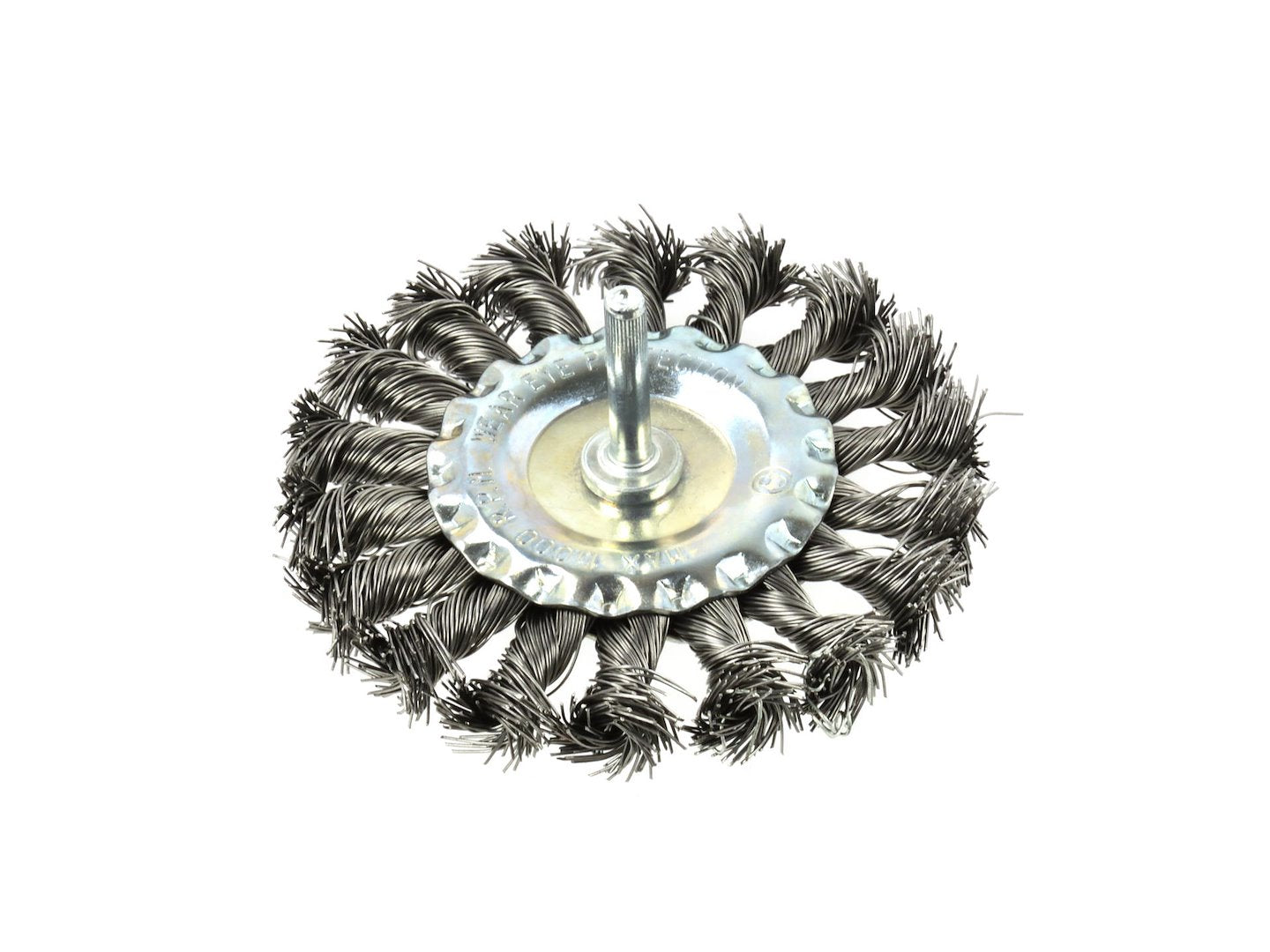 Bevel Twisted-Knot Steel Wire Brush 100 mm for Drills, 6 mm Spindle