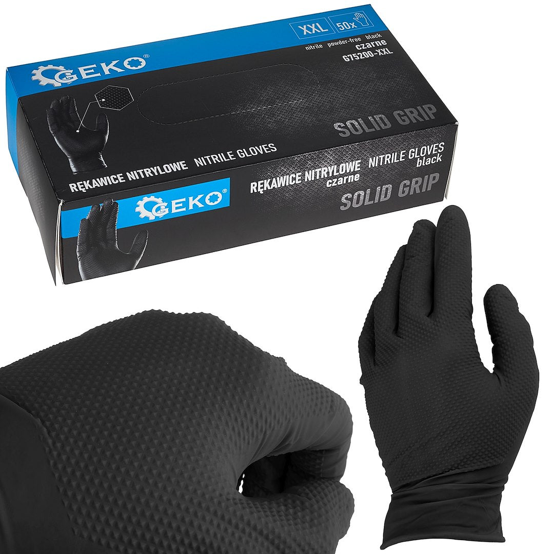 Nitrile gloves SOLID GRIP, 50 pcs, size XXL, black