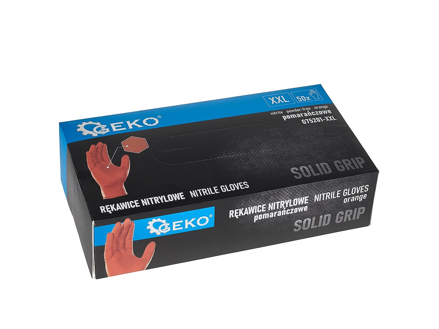 Nitrile gloves SOLID GRIP 50 pcs size XXL, orange