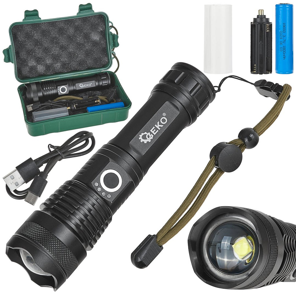 Tactical flashlight LED XHP50 15W 1800mAh 1500lm IPX3
