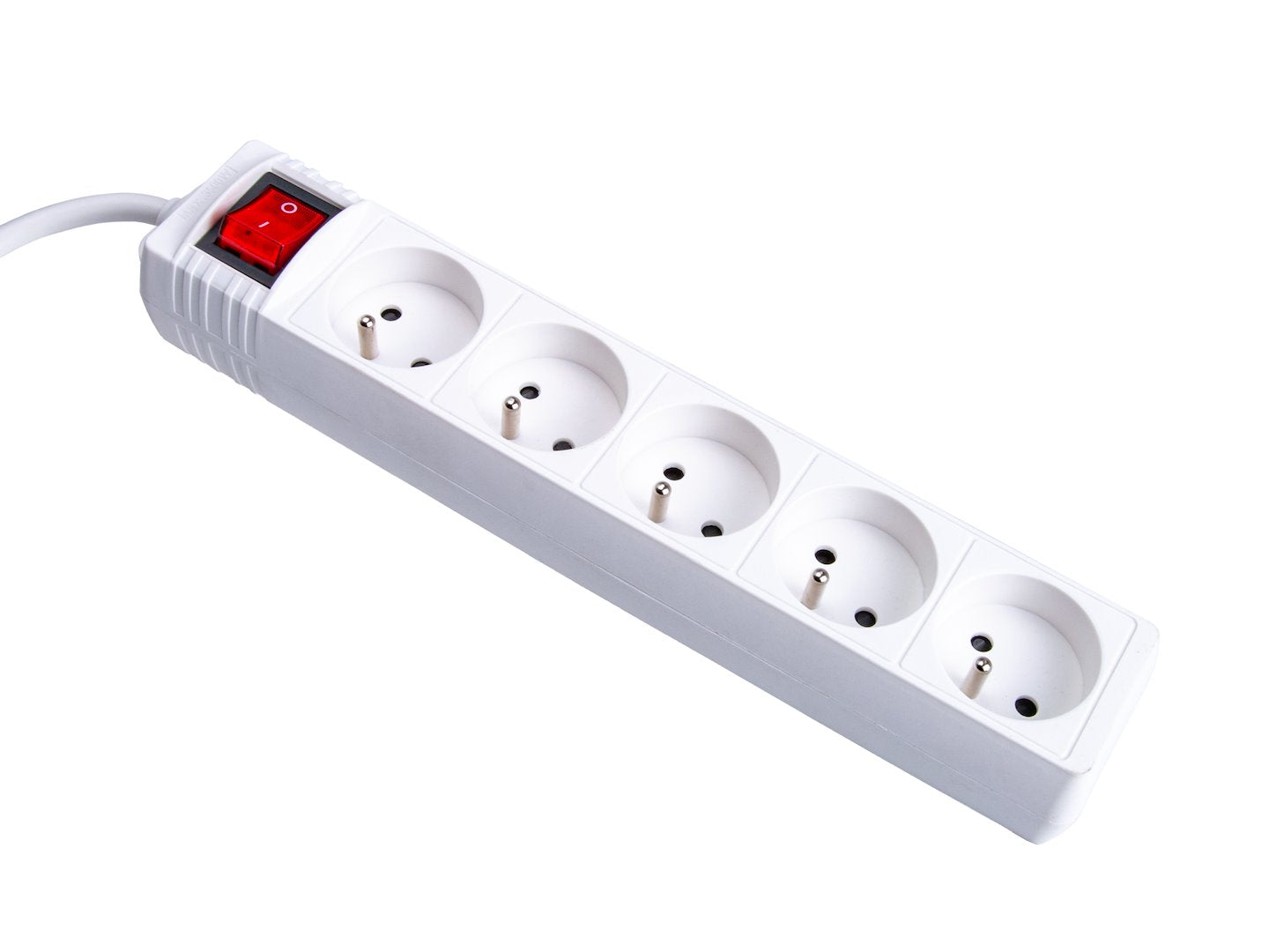 White 5-socket extension cord with switch, 5 m