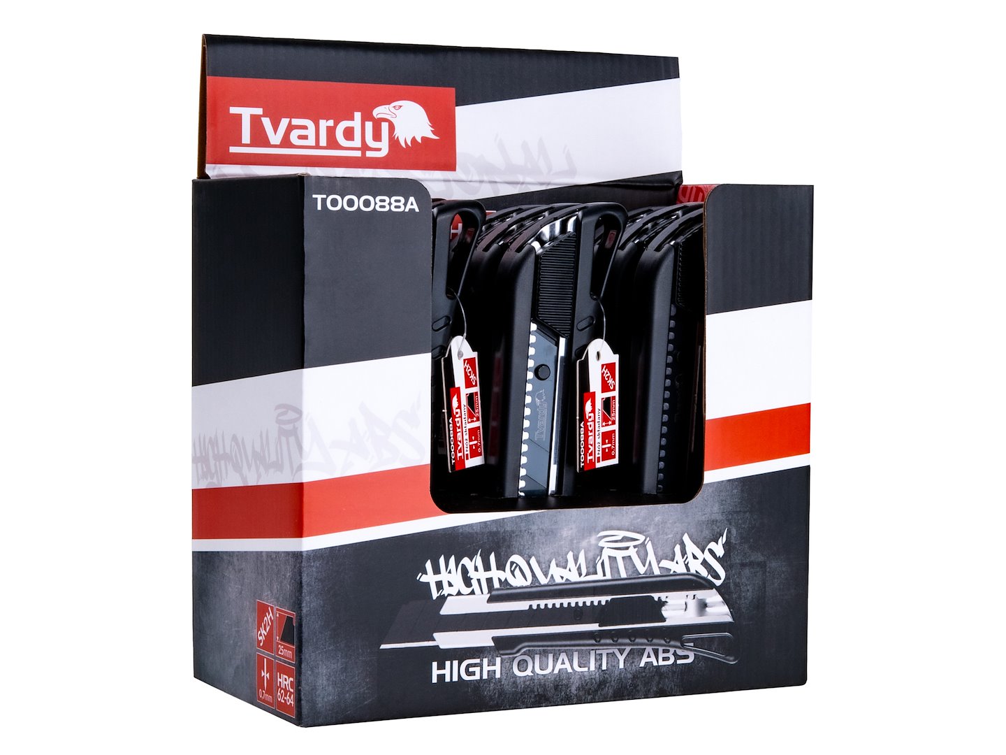 Utility knife 125x25x0.7 mm SK2H TVARDY – display box – Pack of 9
