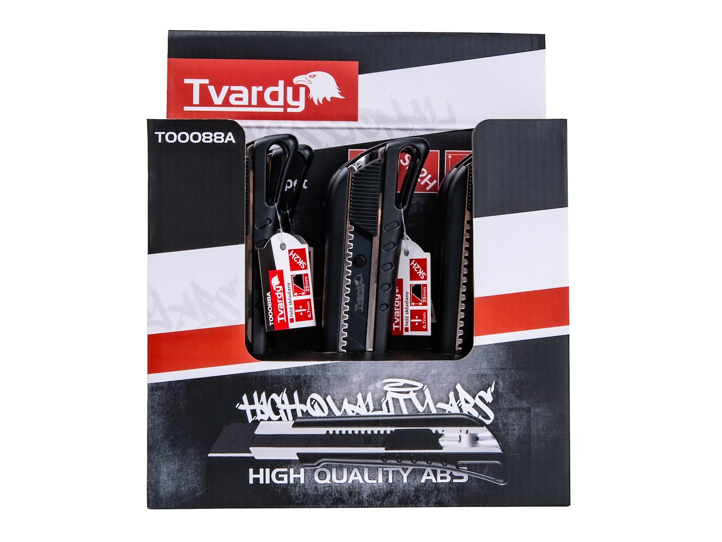 Utility knife 125x25x0.7 mm SK2H TVARDY – display box – Pack of 9