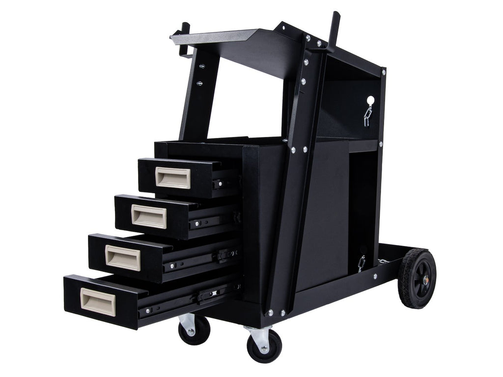 Welding Cart with Handle and 4 Drawers