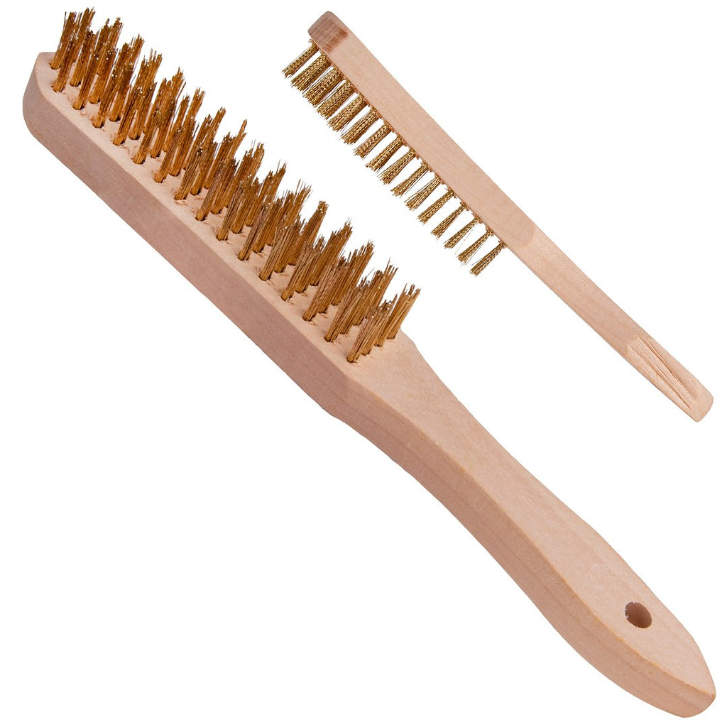 4-row wire brush for rust removal (wooden handle)
