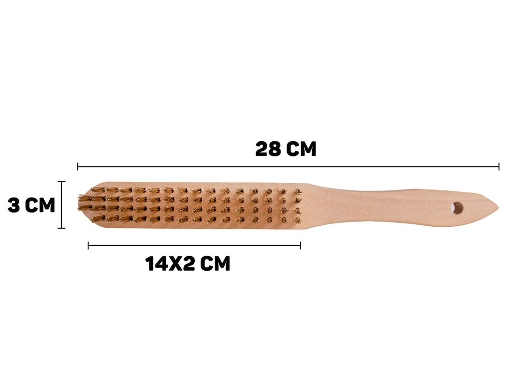 4-row wire brush for rust removal (wooden handle)
