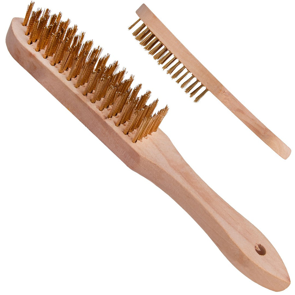 5-row wire brush for rust removal (wooden handle)