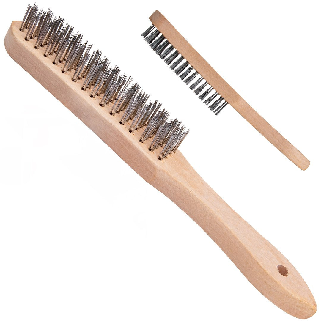4-Row Wire Brush for Rust Removal (Wooden Handle)