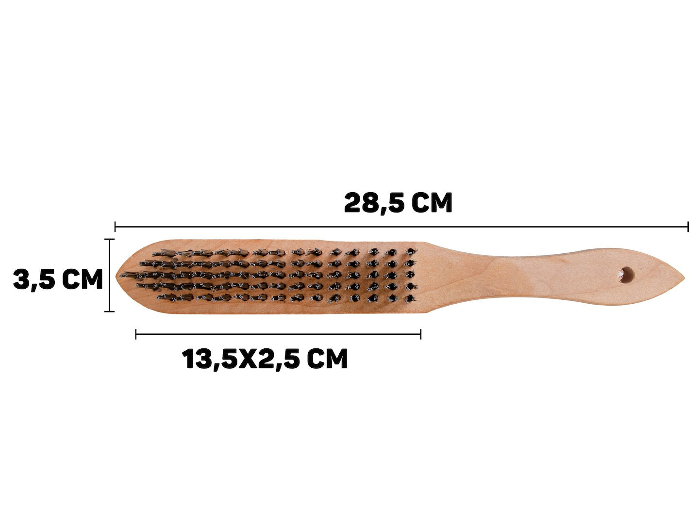 5-row wire brush for rust removal (wooden handle)