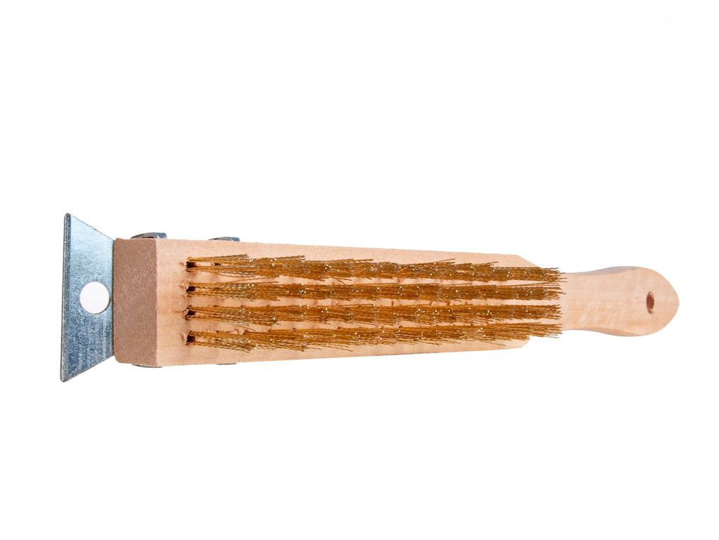 4-row wire brush for rust removal with scraper