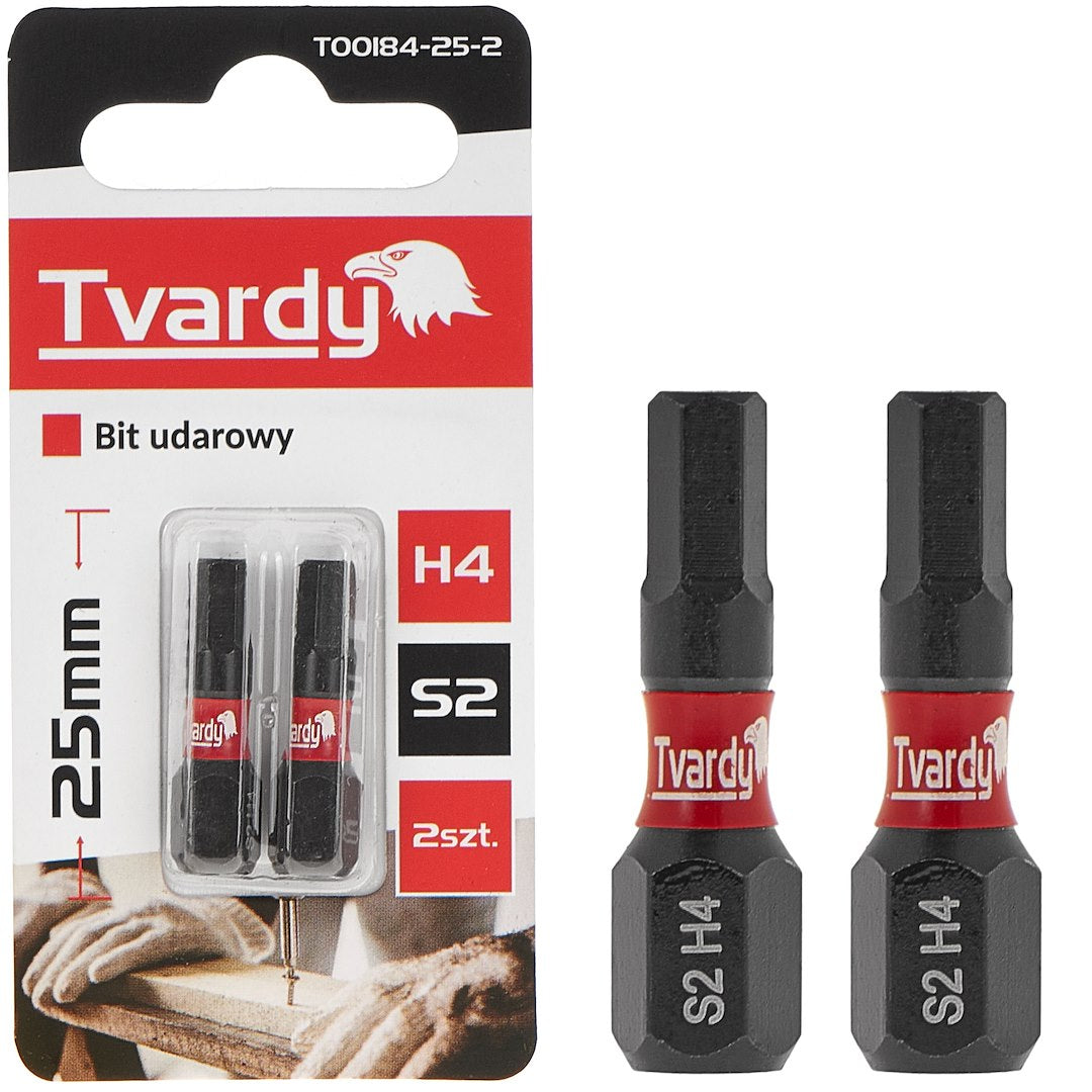Impact Screwdriver Bit H4 25mm S2 – Pack of 2