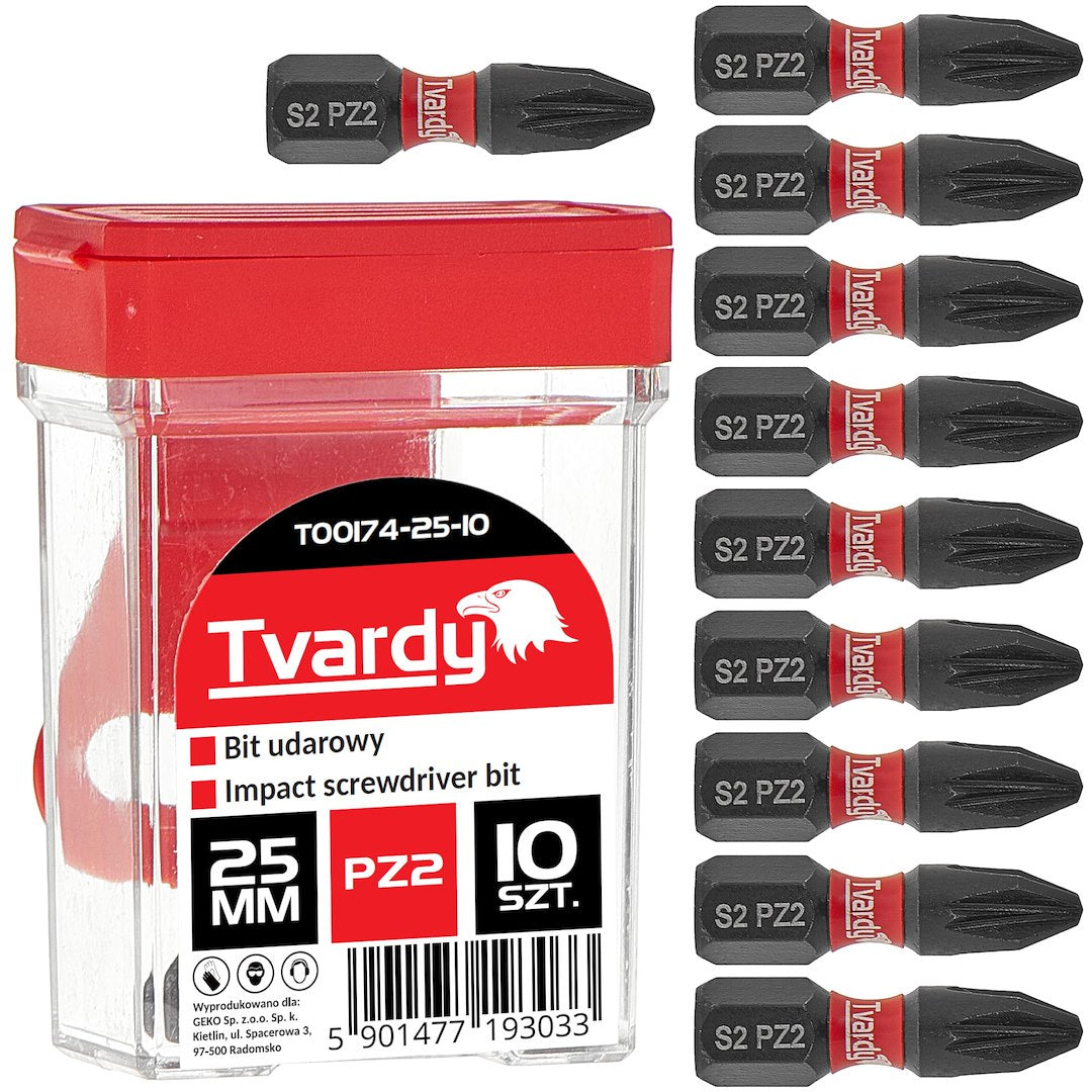 Impact screwdriver bit, PZ2, 25mm, S2 – box – Pack of 10