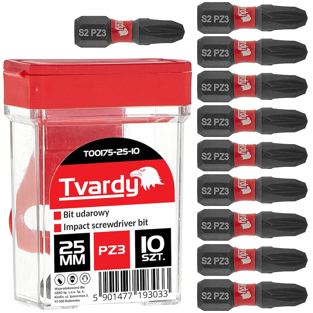 Impact screwdriver bit PZ3 25mm S2 – Box – Pack of 10