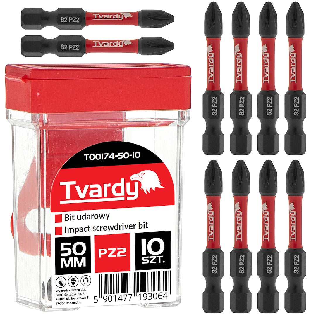 Impact screwdriver bit PZ2 50 mm S2 – box – Pack of 10