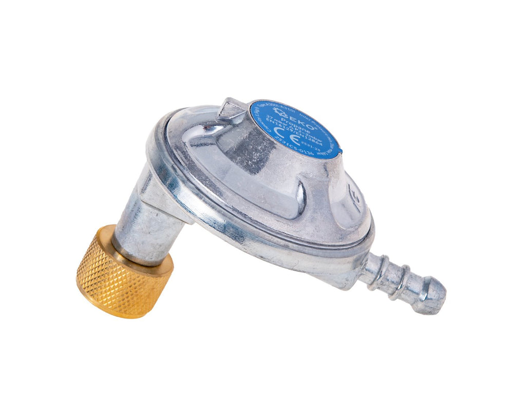 Propane-butane gas connection set – angled regulator, hose clamps and 2 m hose
