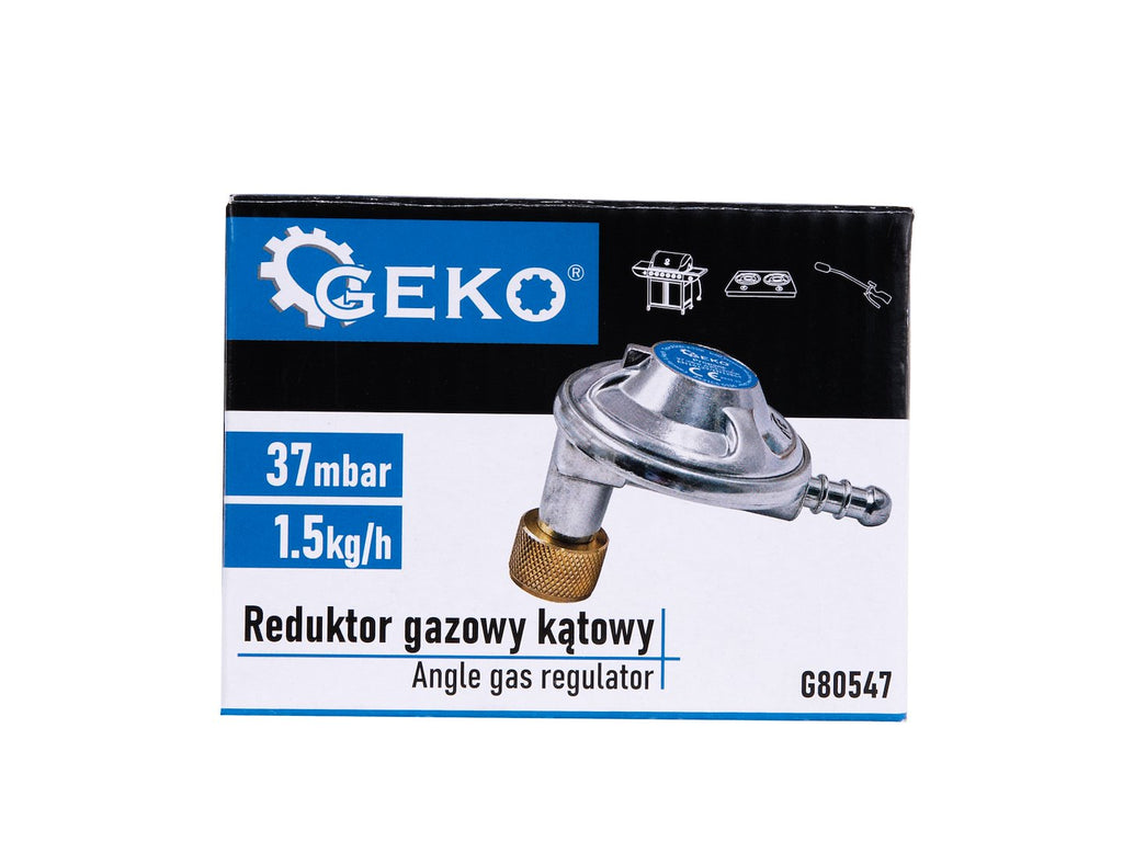 Angled propane-butan gas regulator 37mbar 1,5kg/h