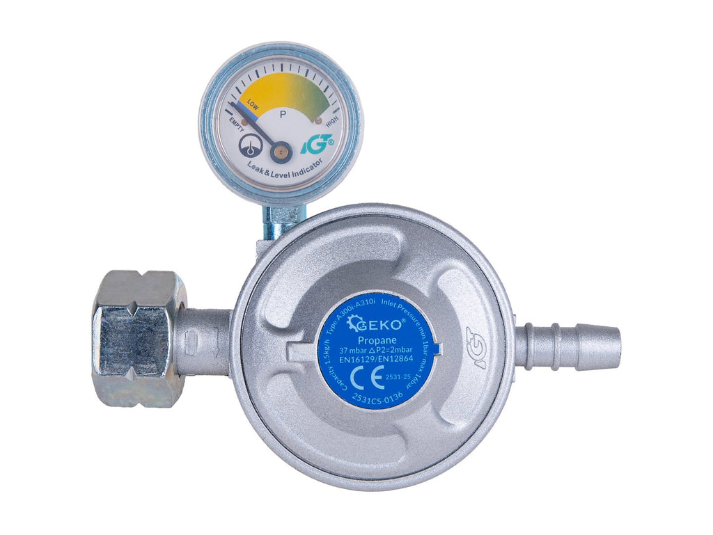 Propane-butane gas regulator with gauge 37mbar 1,5kg/h