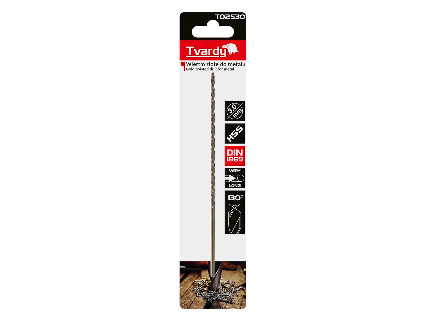 Long HSS DIN1869 3.0 x 150 mm Gold Metal Twist Drill Bit