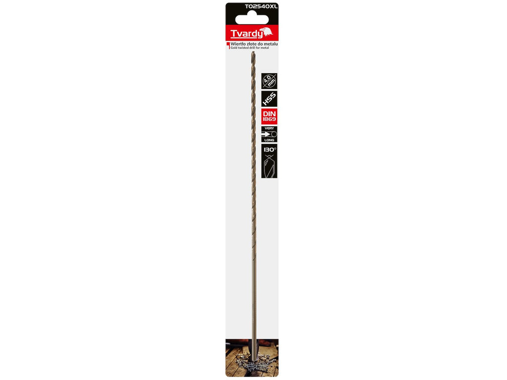 Long HSS DIN1869 4.0 x 280mm gold metal twist drill bit