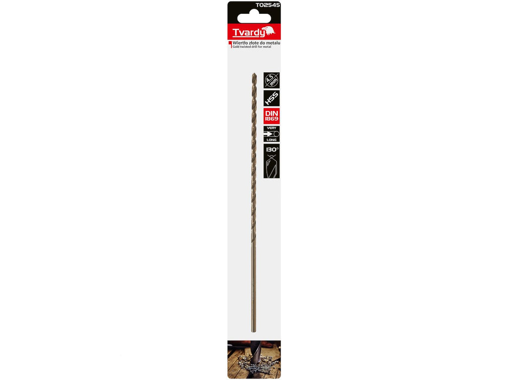 Long HSS DIN1869 4.5 x 235 mm Gold Metal Twist Drill Bit