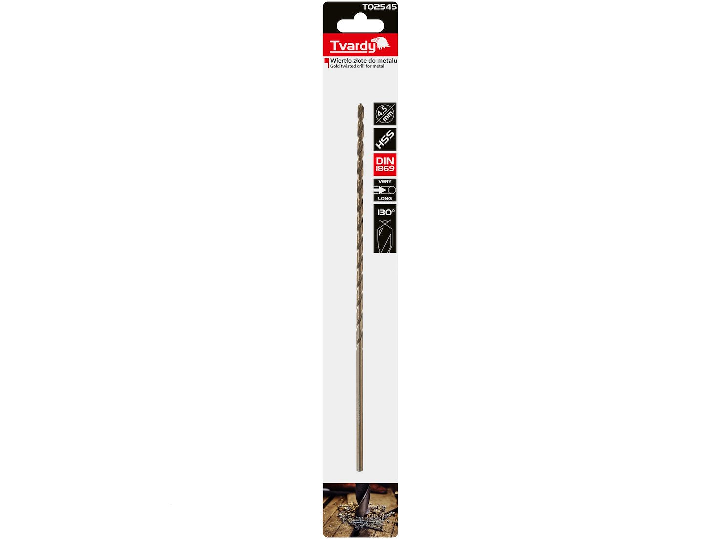 Long HSS DIN1869 4.5 x 235 mm Gold Metal Twist Drill Bit