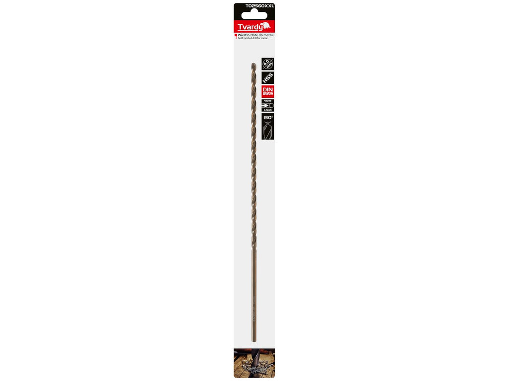Long HSS DIN1869 6.0 x 330 mm Gold metal twist drill bit