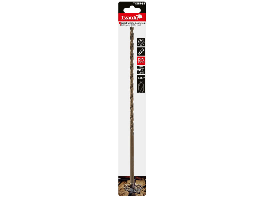 Long HSS DIN1869 6.5 x 275 mm Gold Metal Twist Drill Bit
