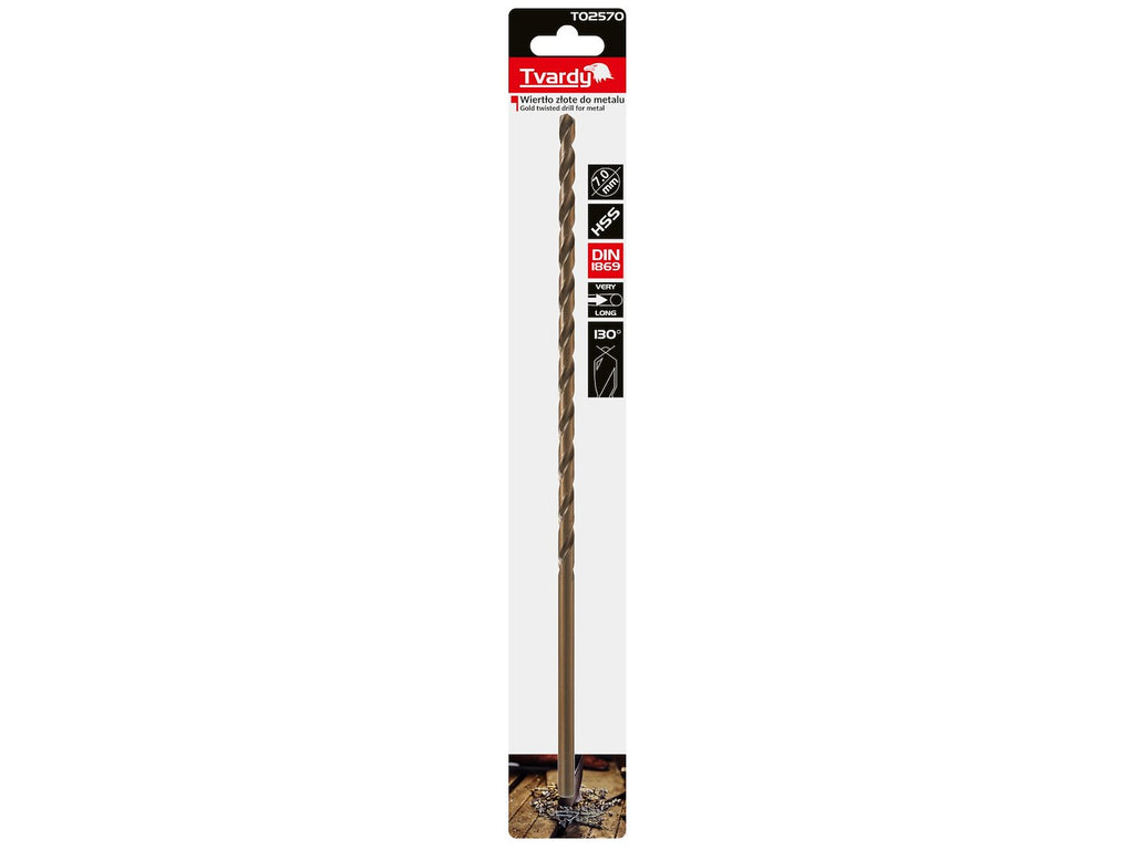 Long HSS DIN1869 7.0 x 290 mm gold metal twist drill bit