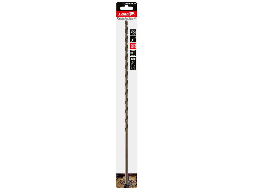 Long HSS DIN1869 8.0 x 390 mm gold metal twist drill bit