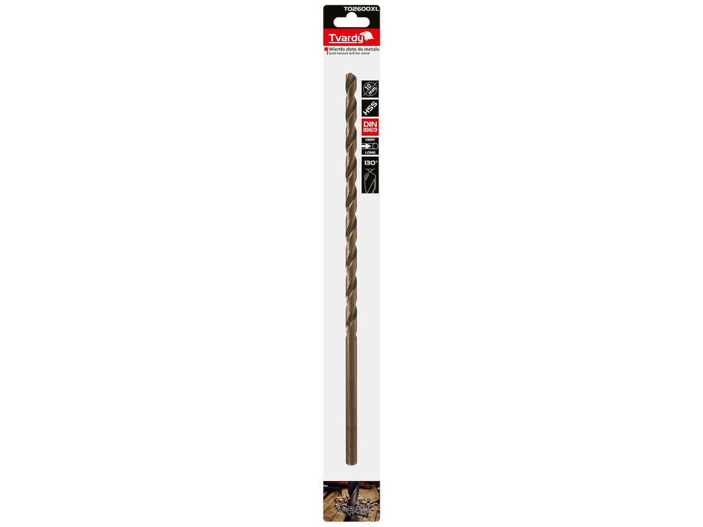 Long HSS DIN1869 10.0 x 340mm gold metal twist drill bit