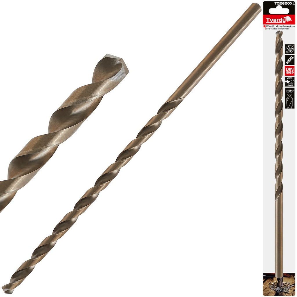 Long HSS DIN1869 12.0 x 375mm gold metal twist drill bit