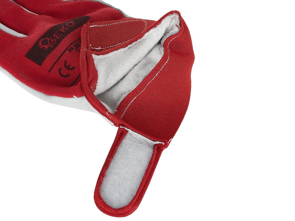 Goat leather winter gloves, elastic cotton back, Velcro cuff, size 8 – Pack of 12