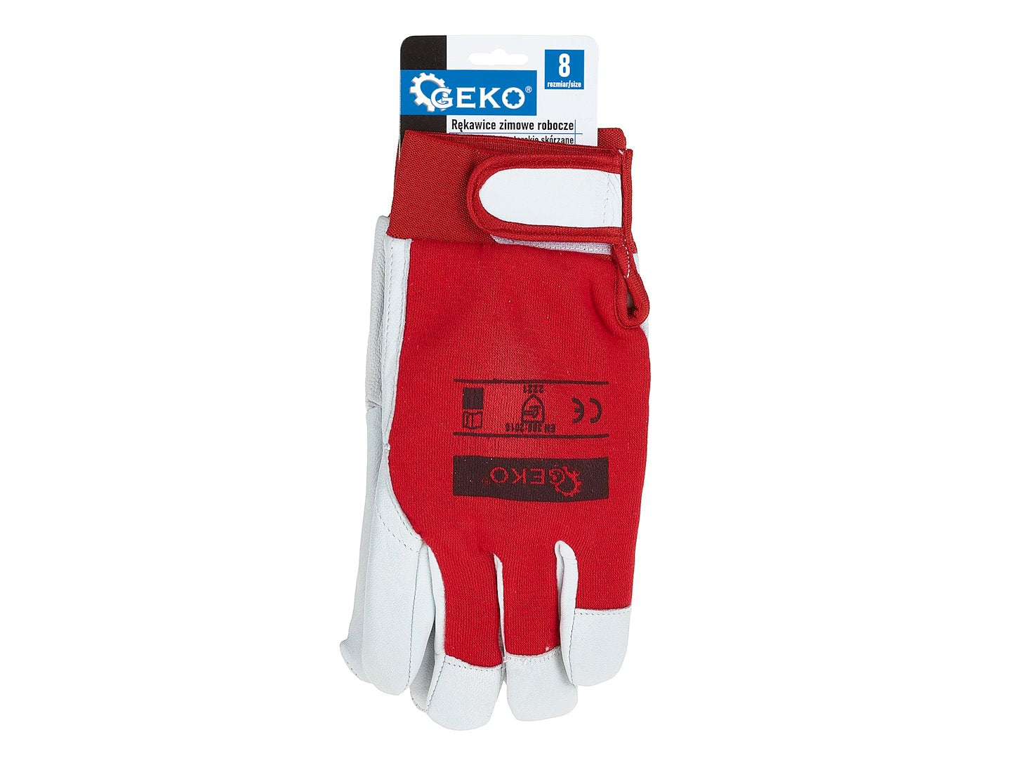 Goat leather winter gloves, elastic cotton back, Velcro cuff, size 8 – Pack of 12