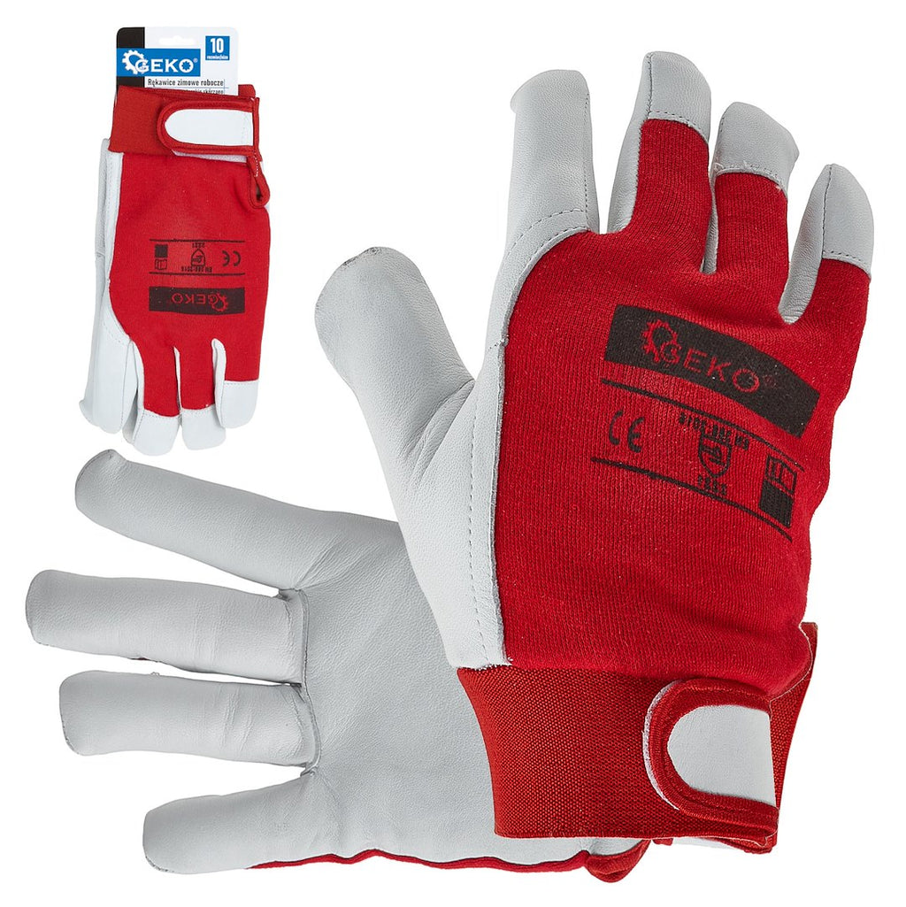 Goat leather winter gloves, elastic cotton back, velcro cuff s.10 – Pack of 12