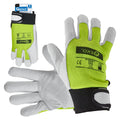 Goat leather yellow gloves, elastic cotton back, Velcro cuff, size 9 – Pack of 12