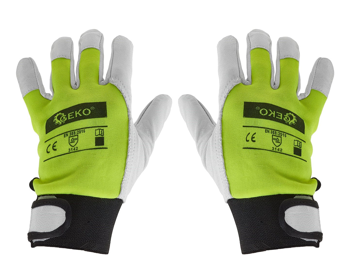 Goat leather yellow gloves, elastic cotton back, Velcro cuff, size 9 – Pack of 12