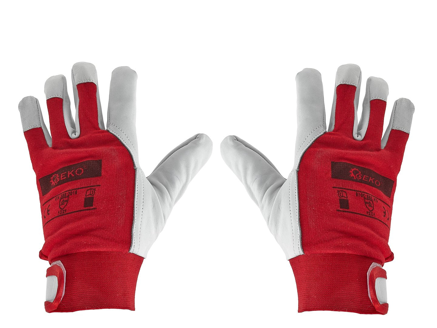 Goat leather red gloves, elastic cotton back, velcro cuff s.10 – Pack of 12