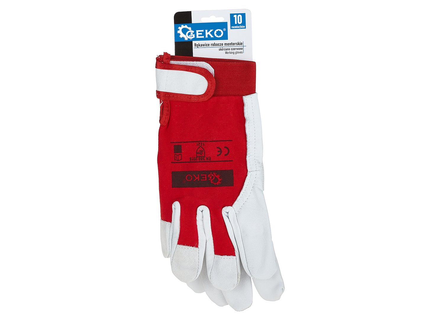 Goat leather red gloves, elastic cotton back, velcro cuff s.10 – Pack of 12