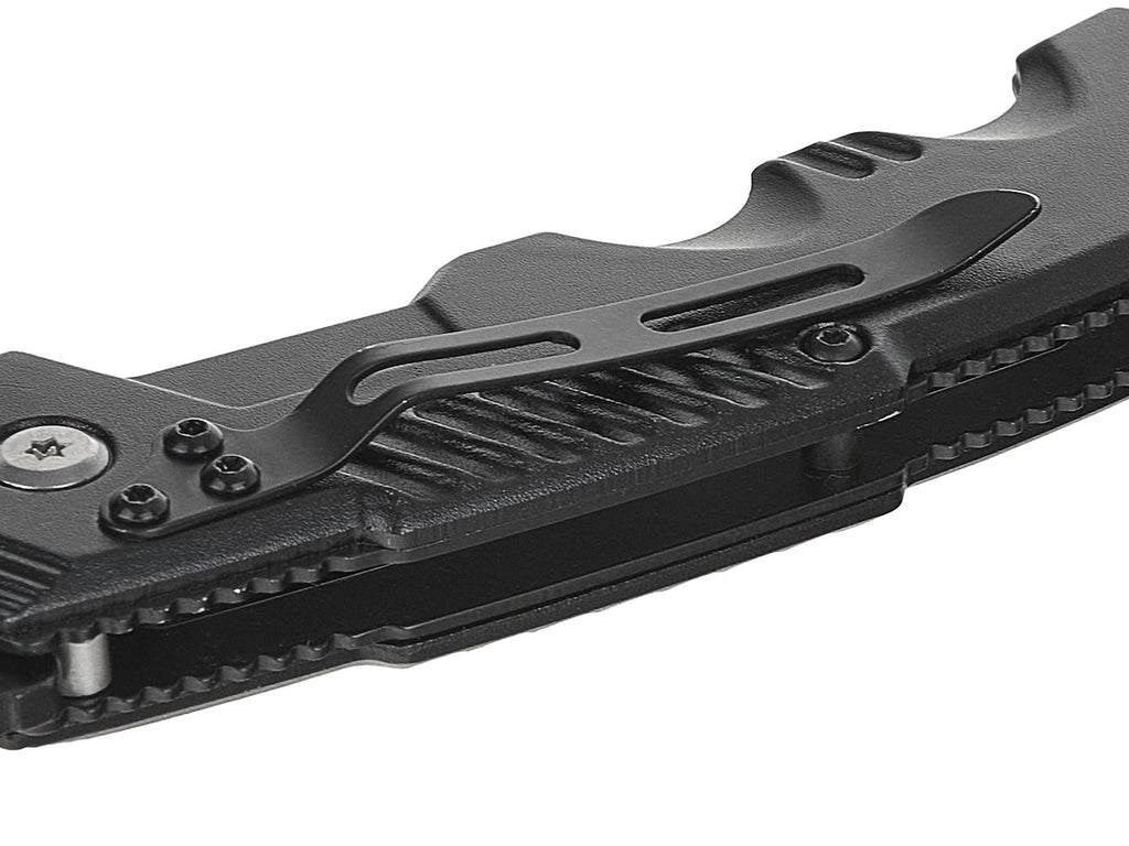 Tactical jackknife 200/85 mm with holster BLACK SURVIVAL SERIES