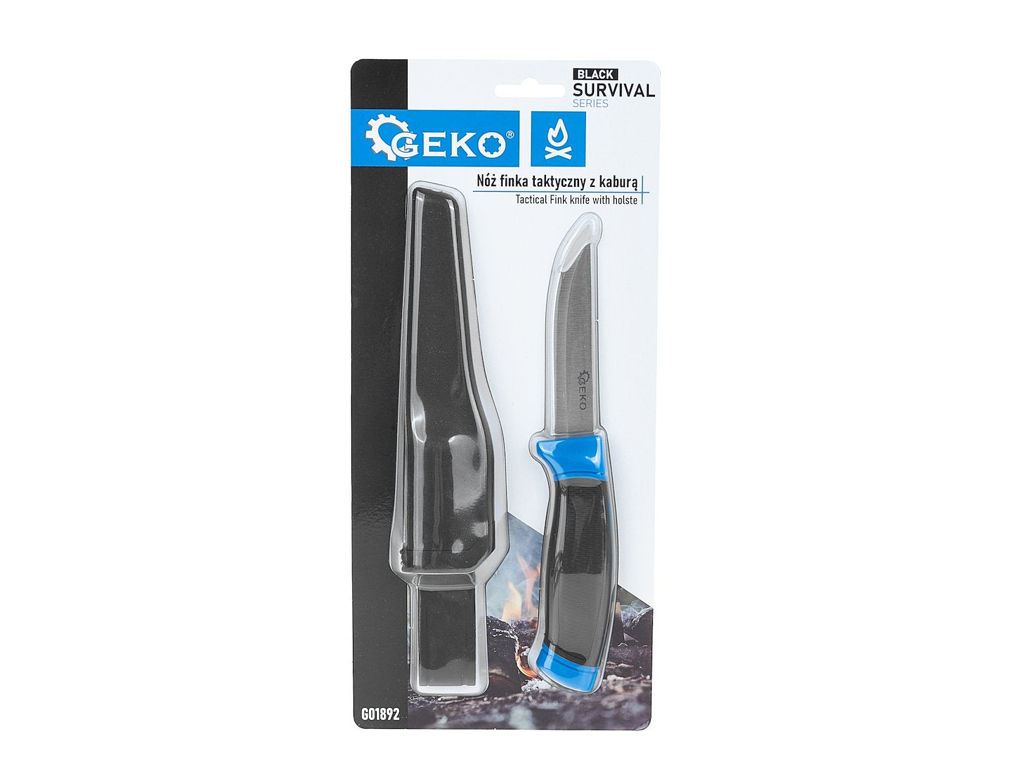 Tactical Fink Knife 215/105 mm with holster — BLACK SURVIVAL SERIES