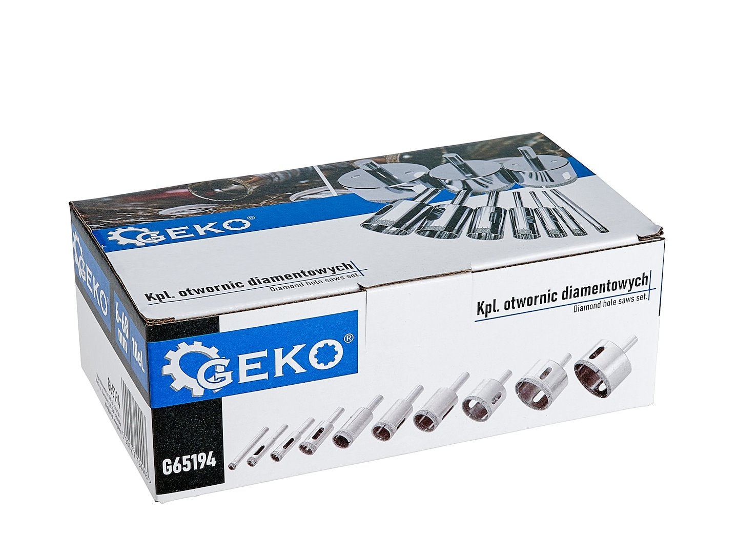 Set of diamond drill bits for tiles, 10 pcs, 6–68 mm