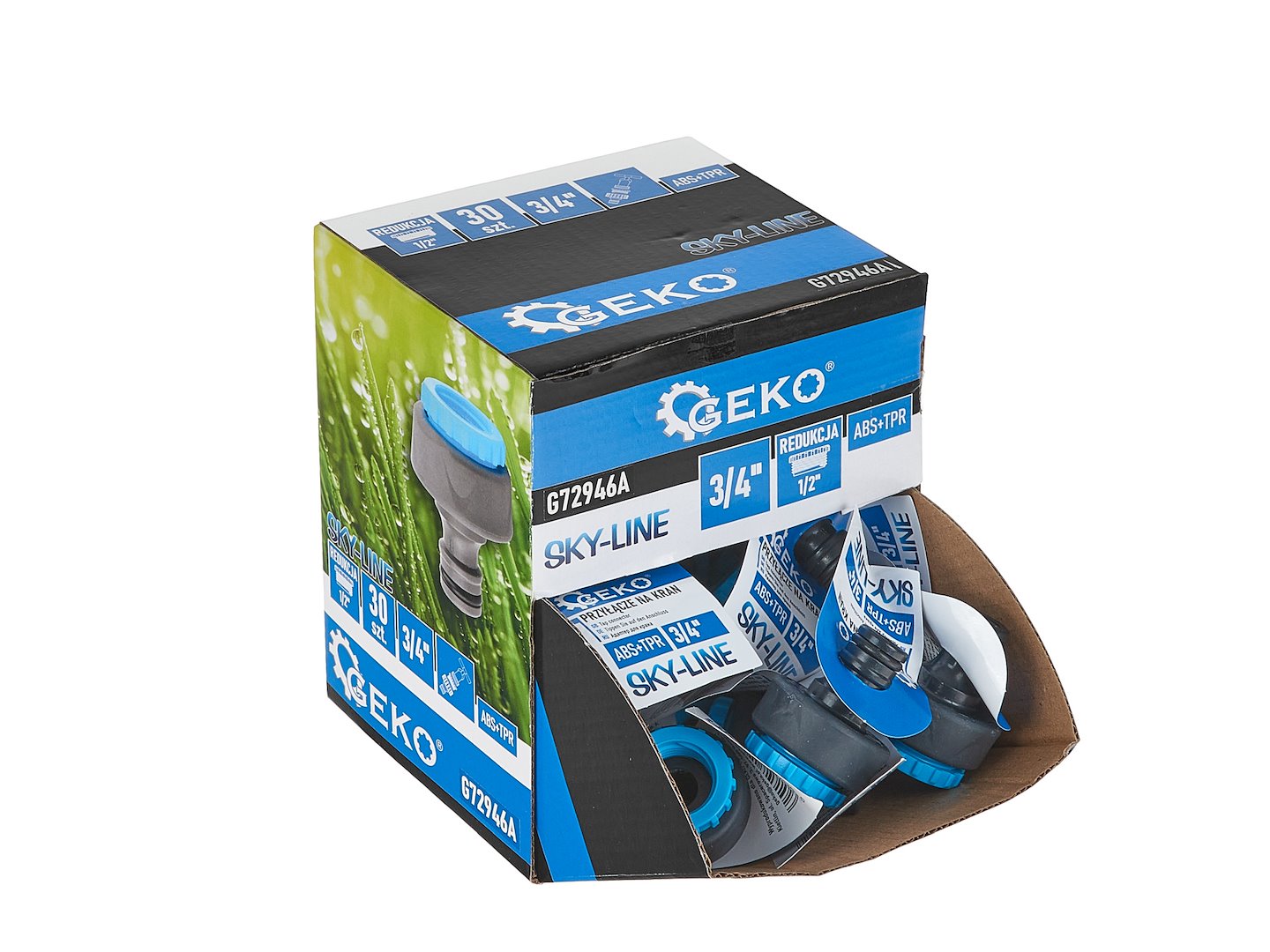 3/4" Tap Connector with 1/2" Reducer — SKY-LINE Series (Display Box) – Pack of 30