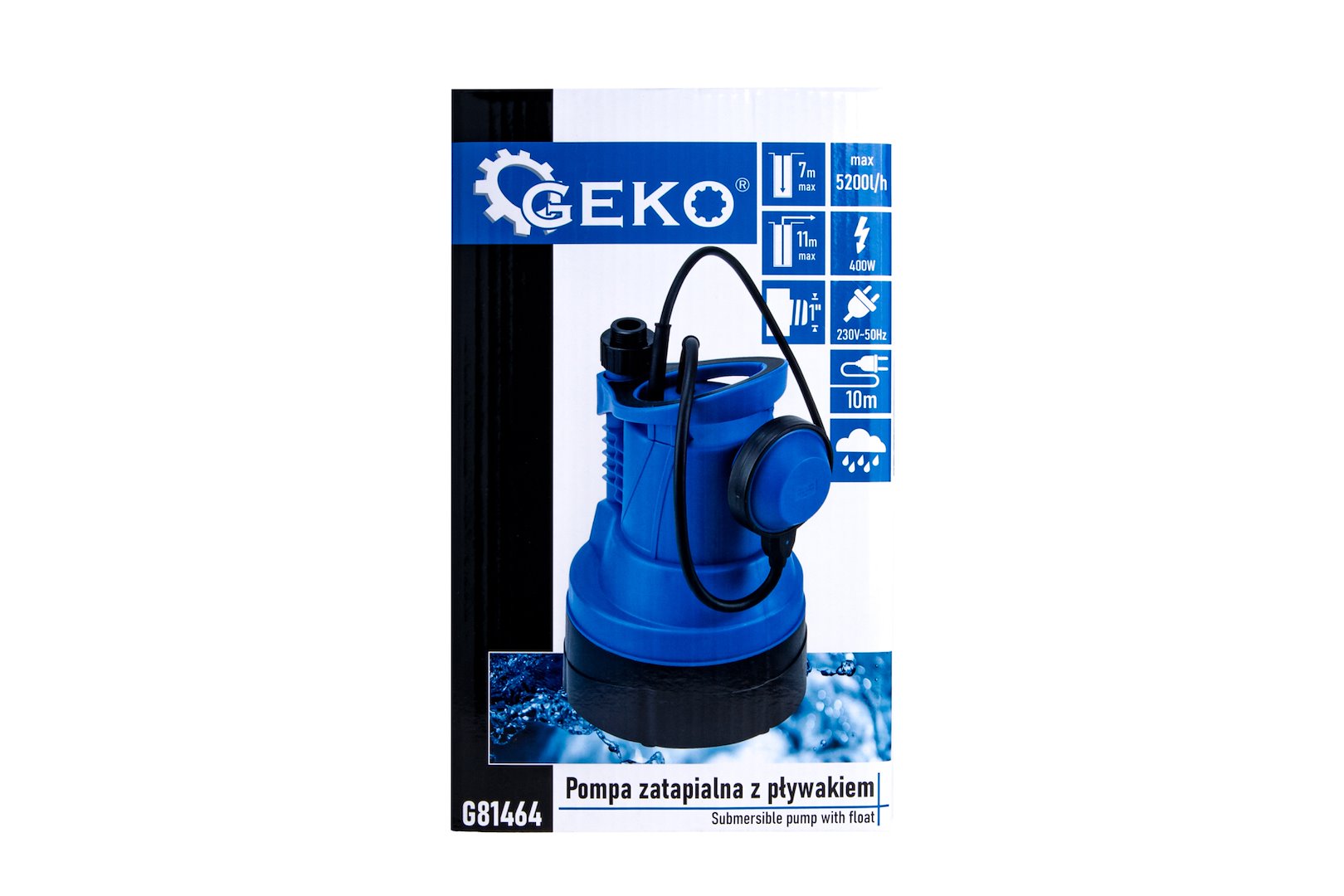 Submersible barrel rainwater pump with float switch, 400 W