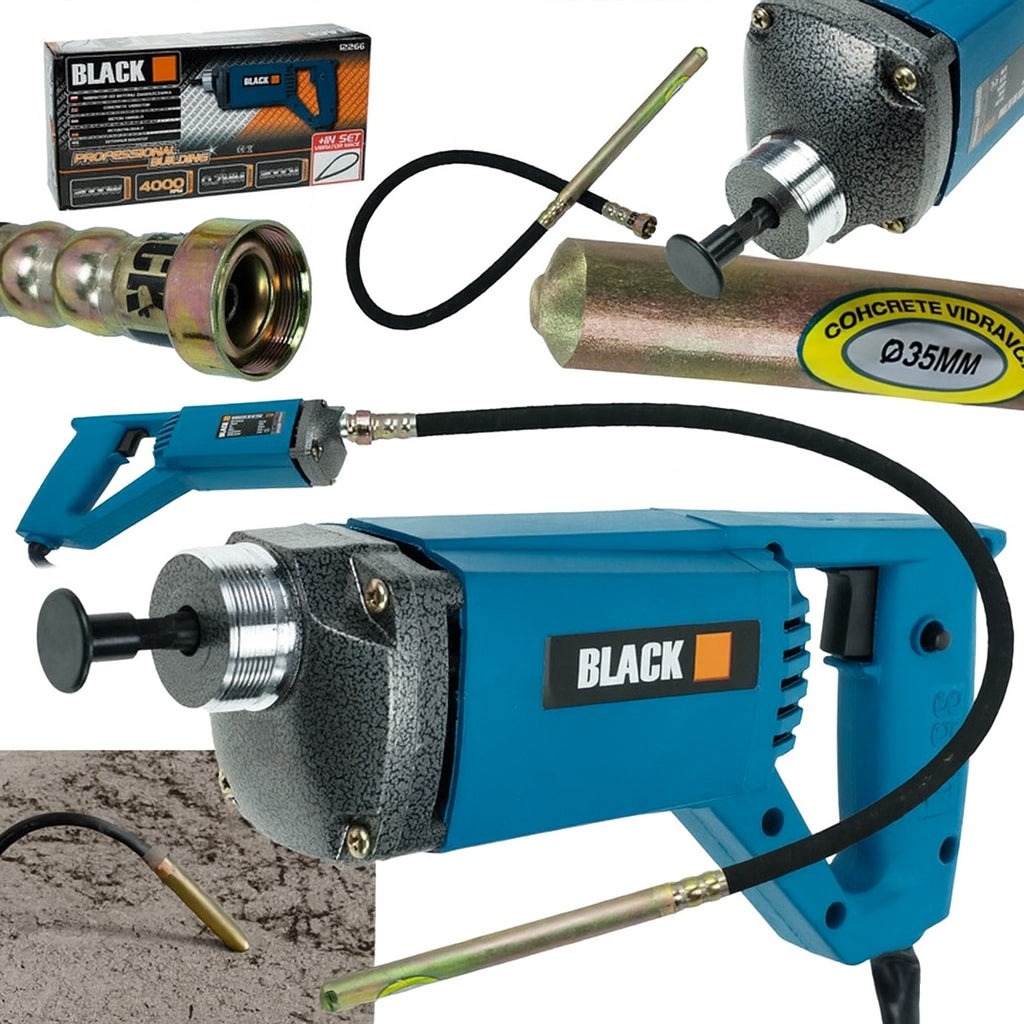 BLACK 850W concrete vibrator with 2 m poker