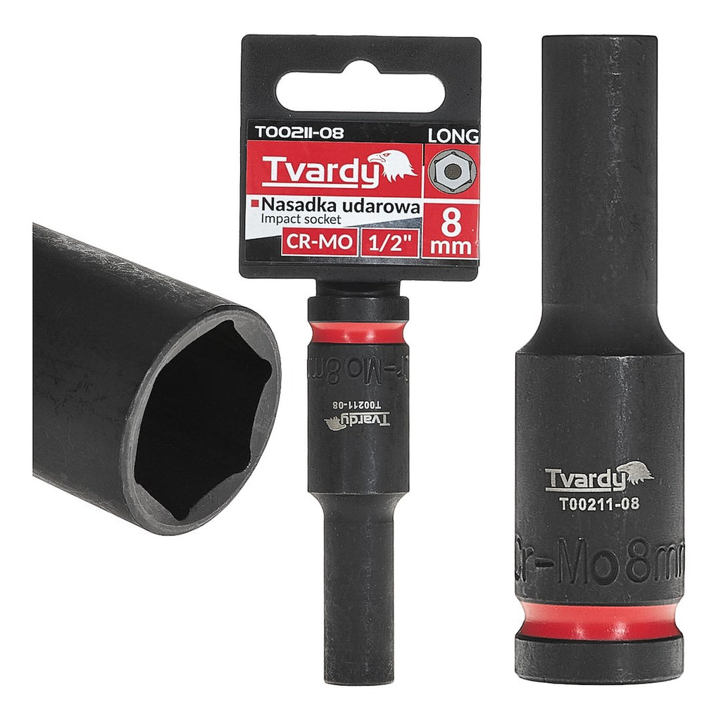 Deep impact socket 1/2" 6PT 8 mm CR-MO