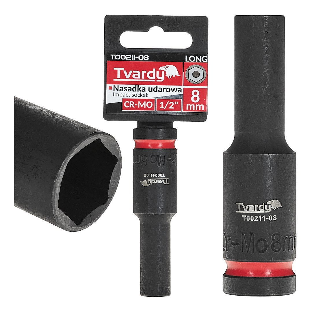 Deep impact socket 1/2" 6PT 8 mm CR-MO