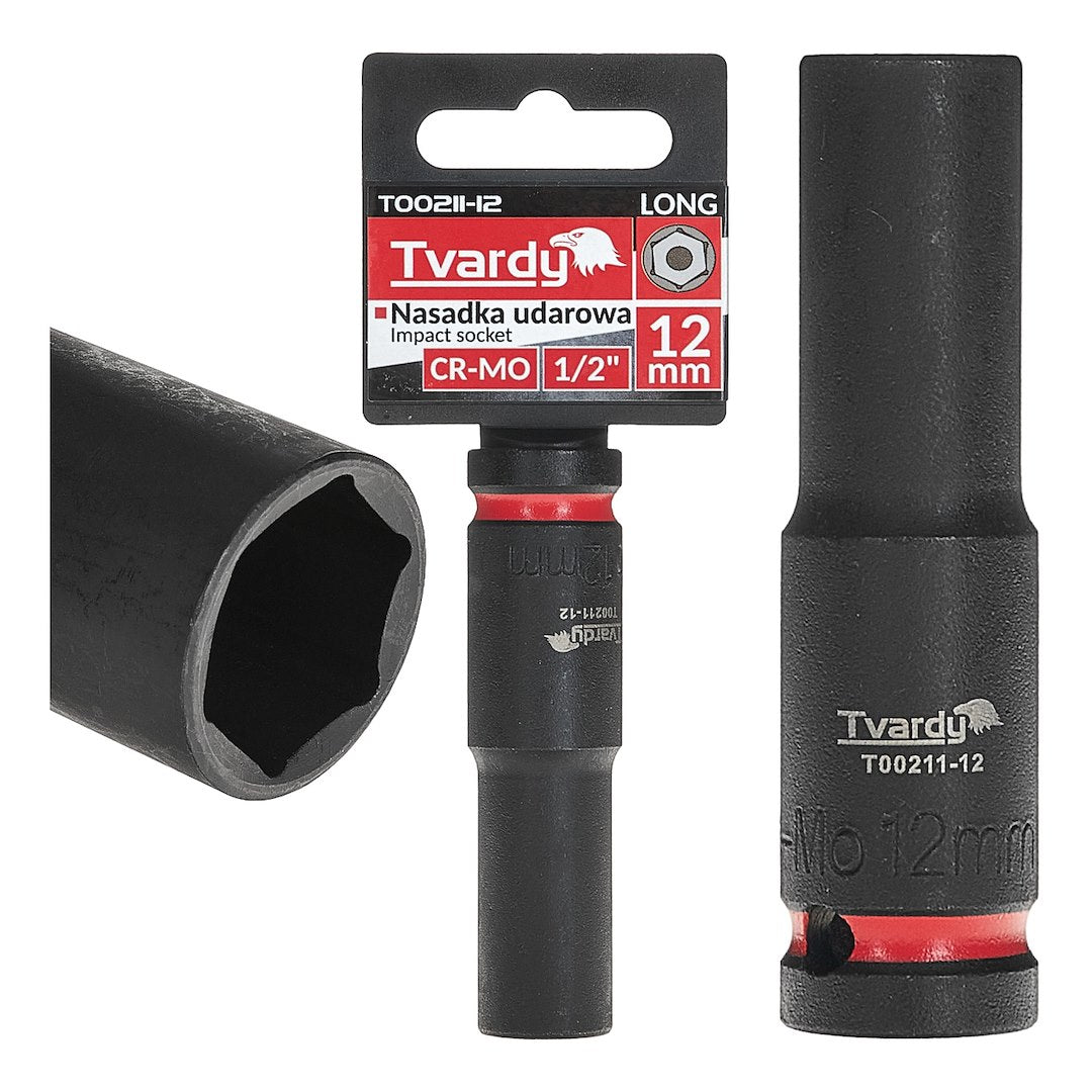 Deep impact socket 1/2" 6PT 12 mm CR-MO