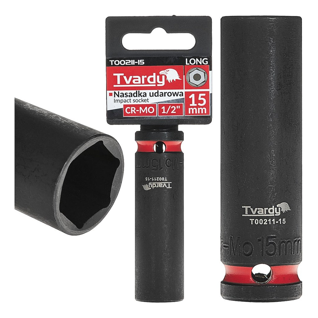 Deep impact socket 1/2" 6PT 15 mm CR-MO